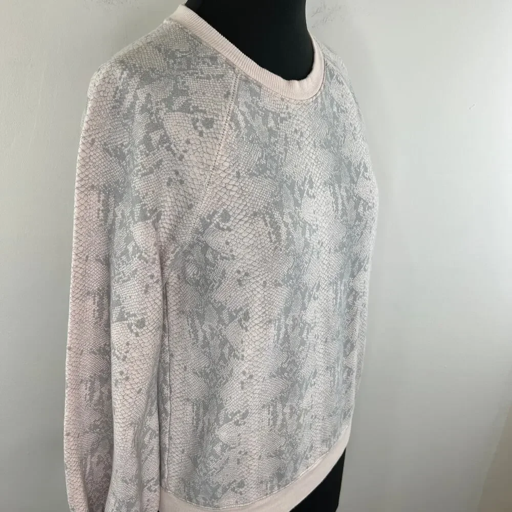 Studio David Lerner Terry Pink Gray Snakeskin Sweatshirt Pullover Top Medium M